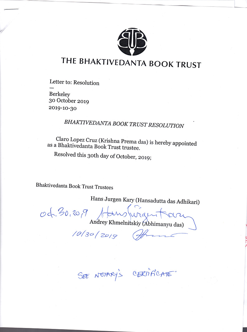 BBT Resolution 20191030-01 (cancelled Тrustee)