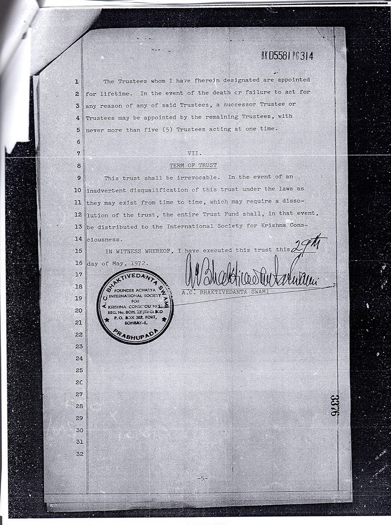 Trust agreement (Appointment of Trustees)